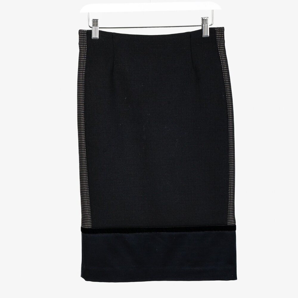 Etro Black Pencil Metallic Trim Skirt